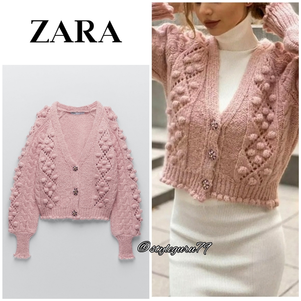 NWT, ZARA, Jewel Button Knit Cardigan
